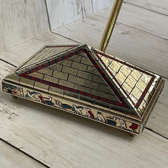 Golden Egyptian Pen Set Limited Edition Hand Painted Pyramid Shaped Office Decor - Picture 5 of 9